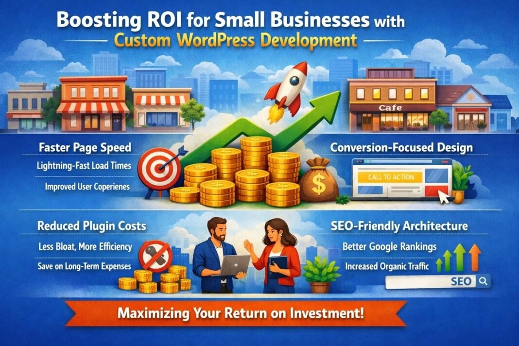 Custom WordPress development improving ROI for small businesses with better speed, SEO, and conversions